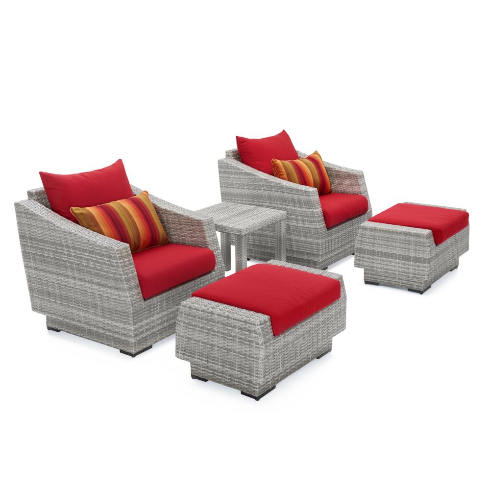 CannesÃ¢Â„Â¢ 5 Piece SunbrellaÃ‚Â® Outdoor Club Chair & Ottoman Set - Sunset Red