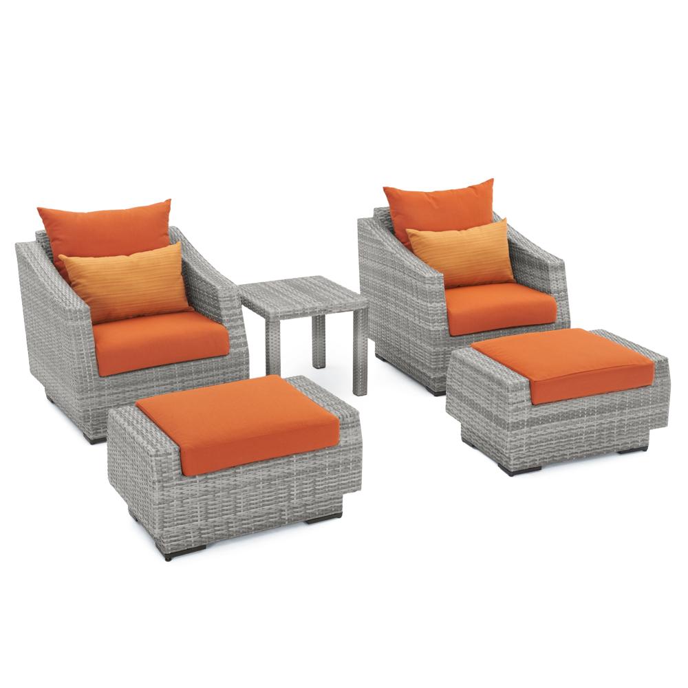 CannesÃ¢Â„Â¢ 5 Piece Club Chair and Ottoman Set - Tikka Orange