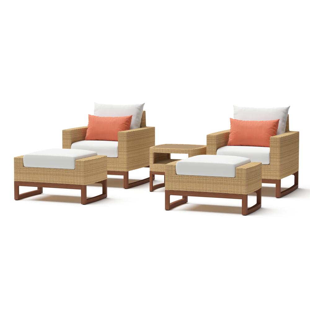 MiliÃ¢Â„Â¢ 5 Piece SunbrellaÃ‚Â® Outdoor Club Chair & Ottoman Set - Cast Coral