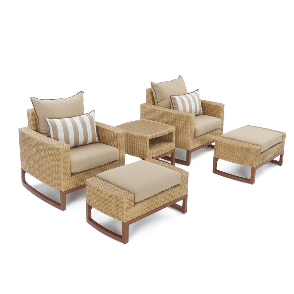 MiliÃ¢Â„Â¢ 5 Piece SunbrellaÃ‚Â® Outdoor Club Chair & Ottoman Set - Maxim Beige