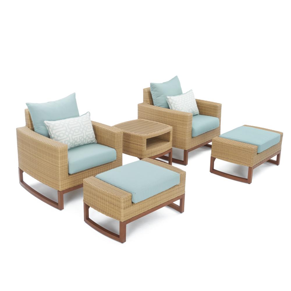 MiliÃ¢Â„Â¢ 5 Piece Club Chair & Ottoman Set - Spa Blue