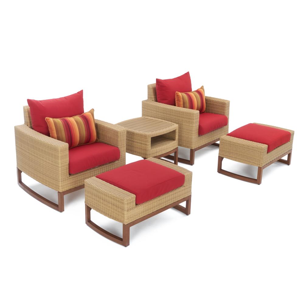 MiliÃ¢Â„Â¢ 5 Piece Club Chair & Ottoman Set - Sunset Red