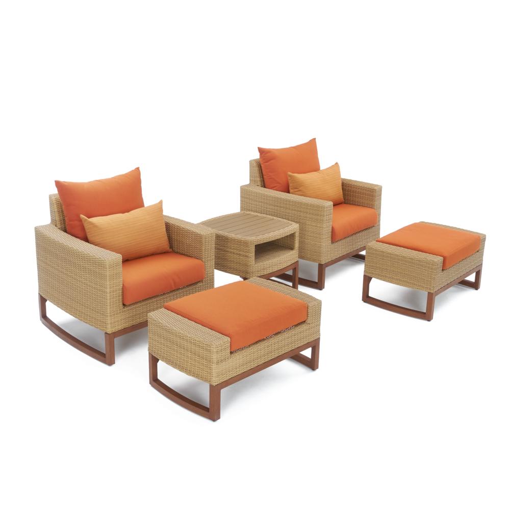 MiliÃ¢Â„Â¢ 5 Piece SunbrellaÃ‚Â® Outdoor Club Chair & Ottoman Set - Tikka Orange