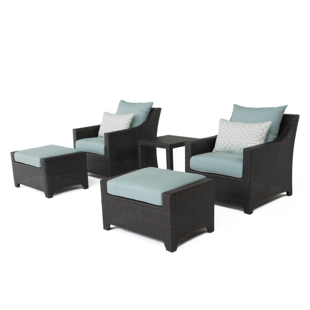 DecoÃ¢Â„Â¢ 5 Piece SunbrellaÃ‚Â® Outdoor Club Chair & Ottoman Set - Spa Blue