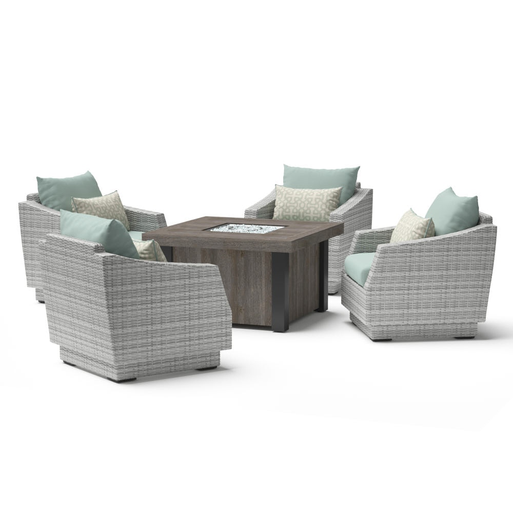 Cannes™ 5 Piece Fire Chat Set - Spa Blue