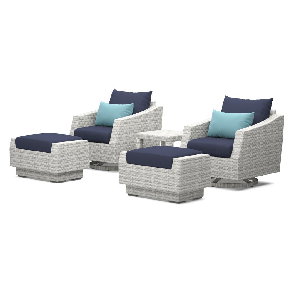 Cannes™ 5 Piece Motion Club & Ottoman - Blue