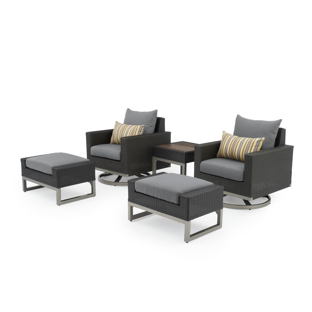 MiloÃ¢Â„Â¢ Espresso 5 Piece SunbrellaÃ‚Â® Outdoor Motion Club Set - Charcoal Gray