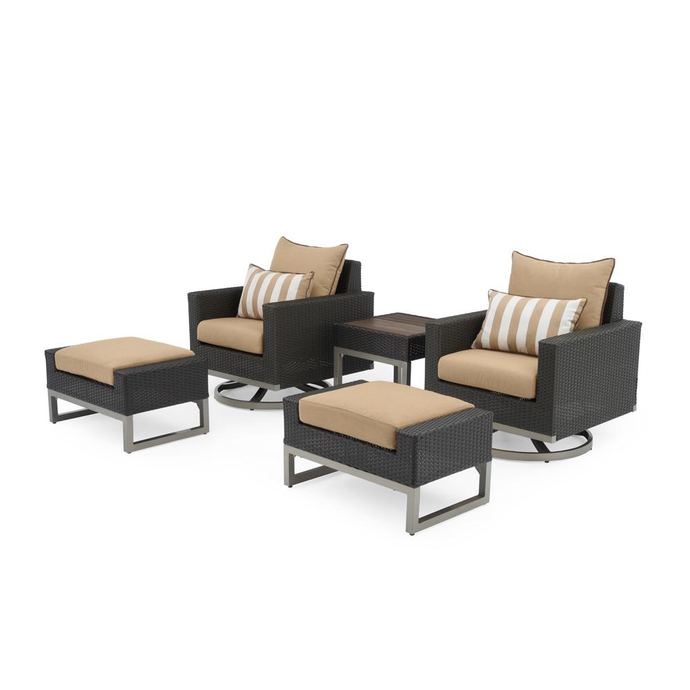 MiloÃ¢Â„Â¢ Espresso 5 Piece SunbrellaÃ‚Â® Outdoor Motion Club Set - Maxim Beige