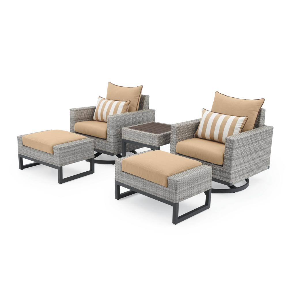 Milo™ Gray 5 Piece Sunbrella® Outdoor Motion Club Set - Maxim Beige