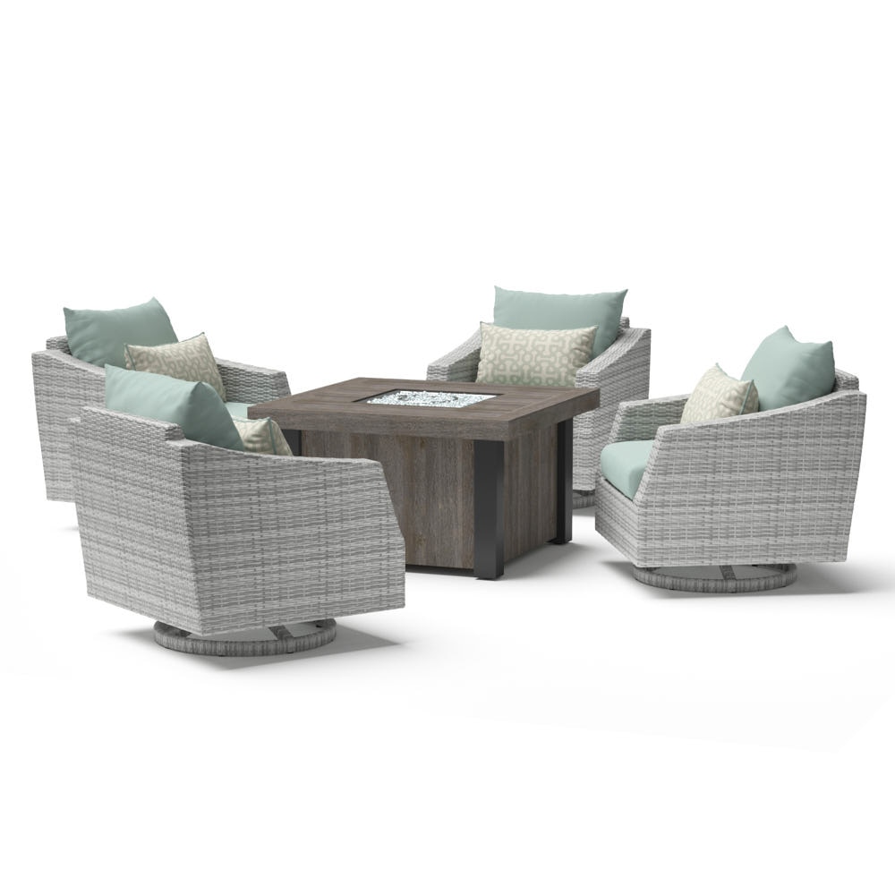 Cannes™ 5 Piece Motion Fire Chat Set - Spa Blue