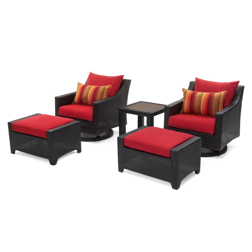 DecoÃ¢Â„Â¢ Deluxe 5 Piece Motion Club & Ottoman Set - Sunset Red