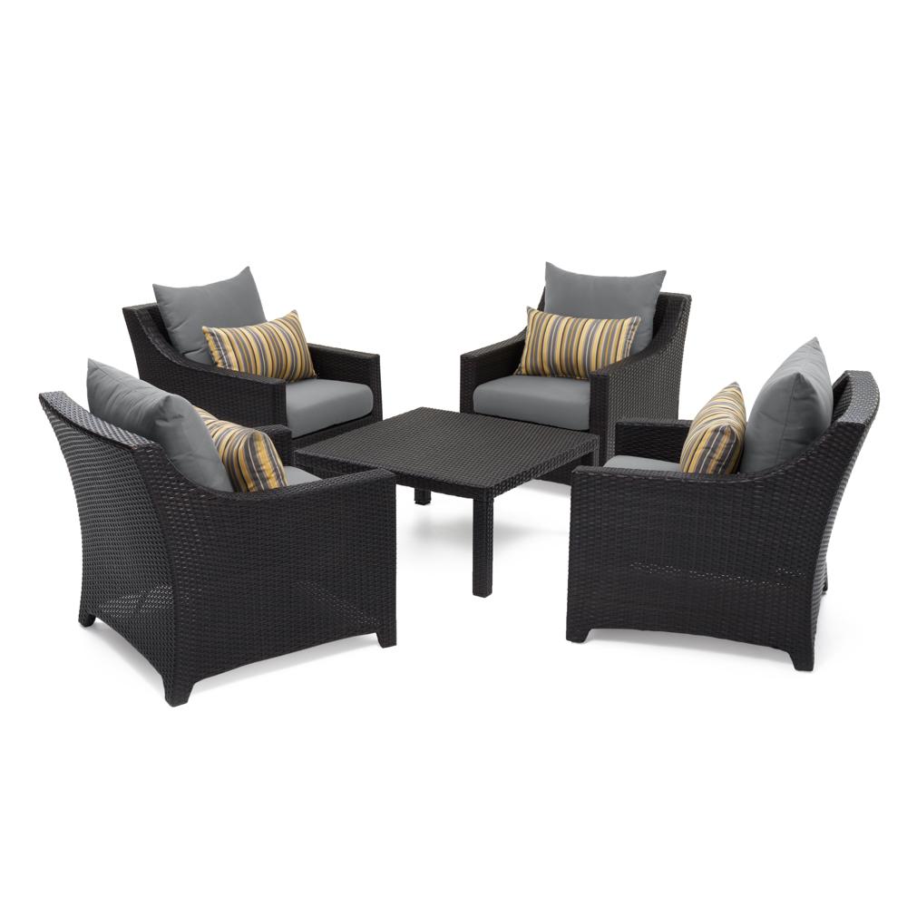 DecoÃ¢Â„Â¢ 5 Piece SunbrellaÃ‚Â® Outdoor Club & Table Chat Set - Charcoal Gray