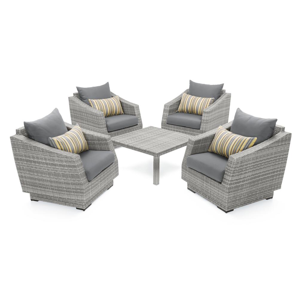 CannesÃ¢Â„Â¢ 5 Piece Club & Table Chat Set - Charcoal Gray