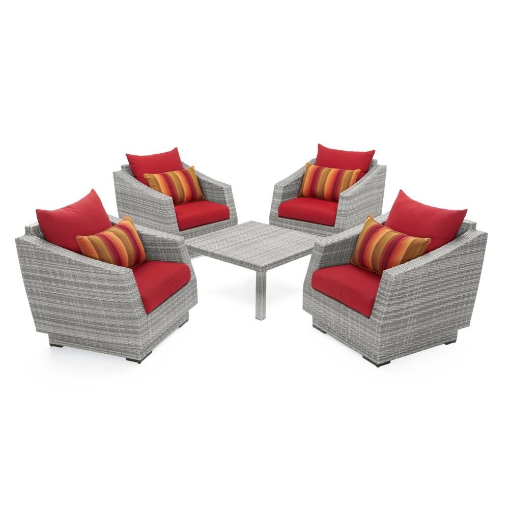 CannesÃ¢Â„Â¢ 5 Piece Club & Table Chat Set - Sunset Red