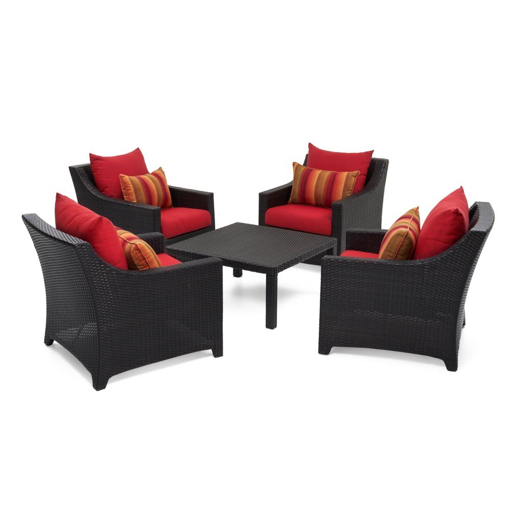 DecoÃ¢Â„Â¢ 5 Piece SunbrellaÃ‚Â® Outdoor Club & Table Chat Set - Sunset Red