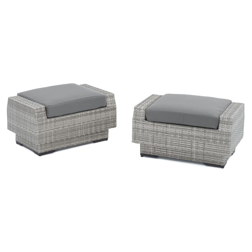 CannesÃ¢Â„Â¢ Set of 2 SunbrellaÃ‚Â® Outdoor Club Ottomans - Charcoal Gray