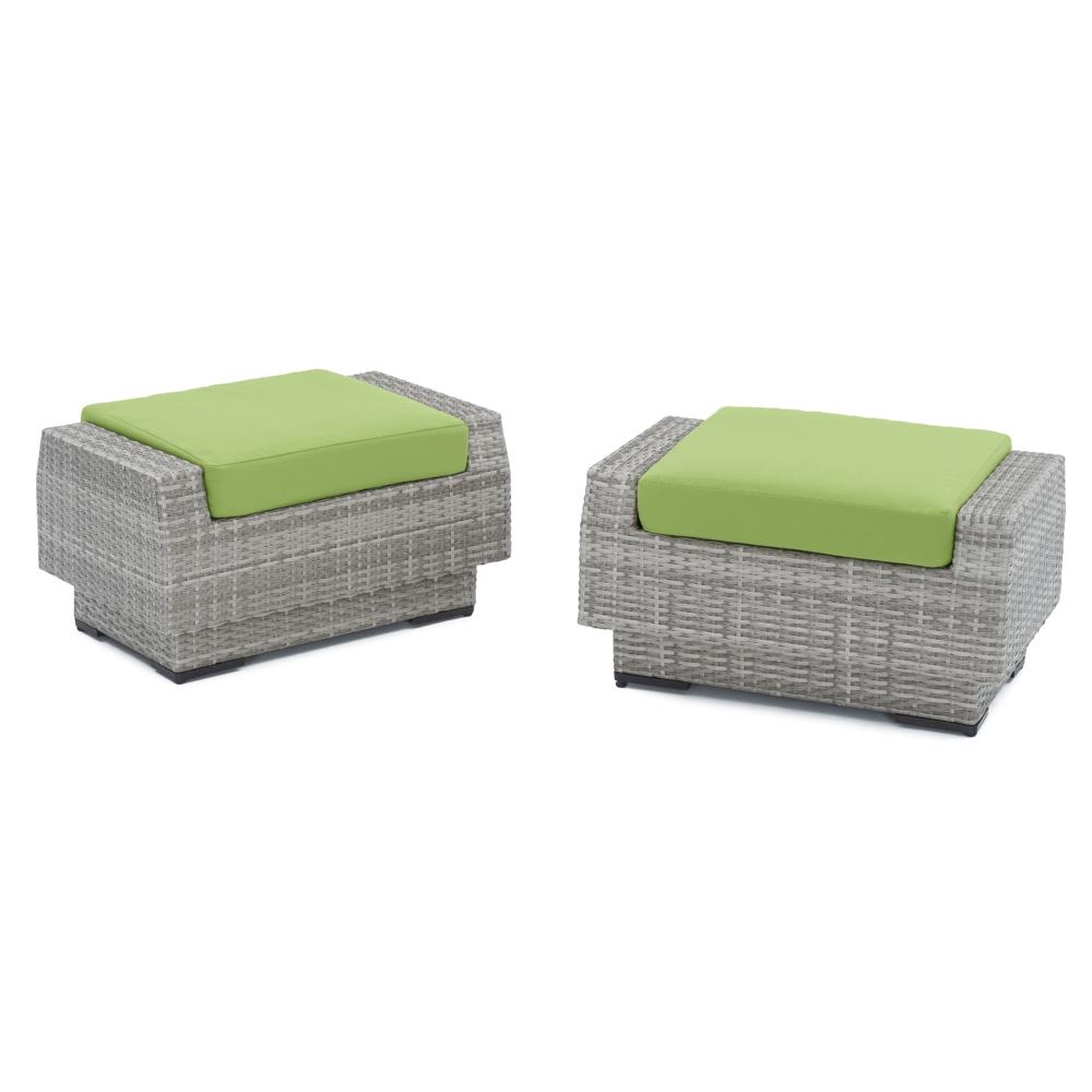 CannesÃ¢Â„Â¢ Set of 2 SunbrellaÃ‚Â® Outdoor Club Ottomans - Ginkgo Green