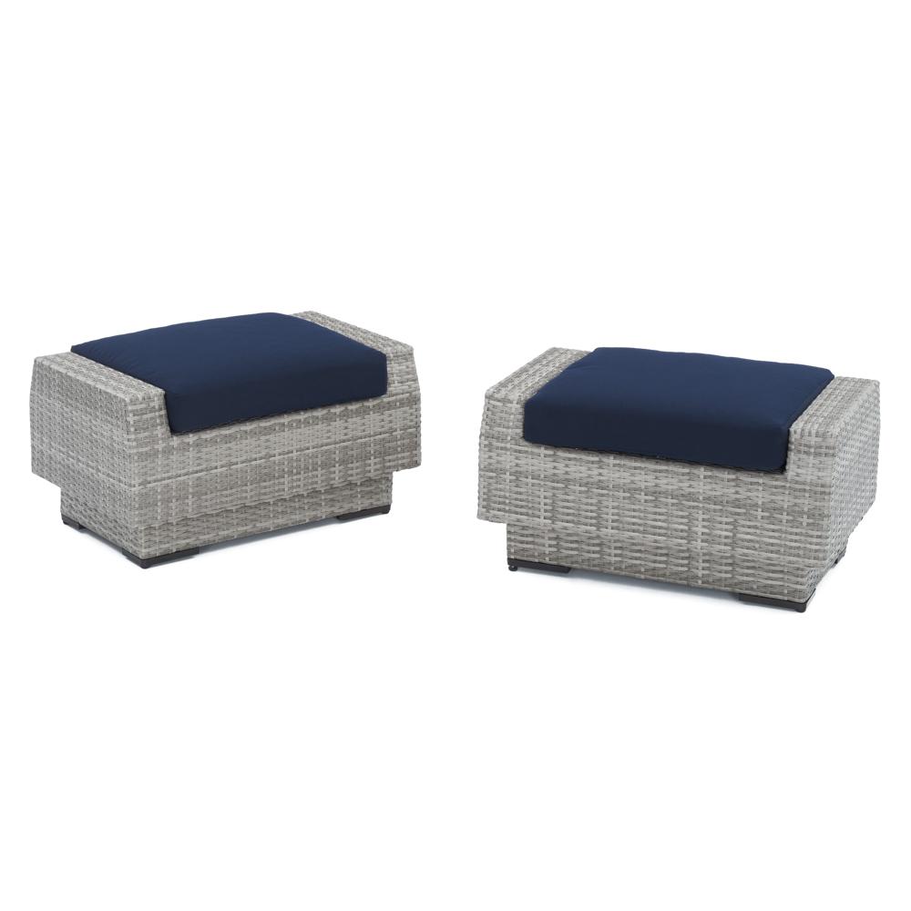 CannesÃ¢Â„Â¢ Set of 2 SunbrellaÃ‚Â® Outdoor Club Ottomans - Navy Blue