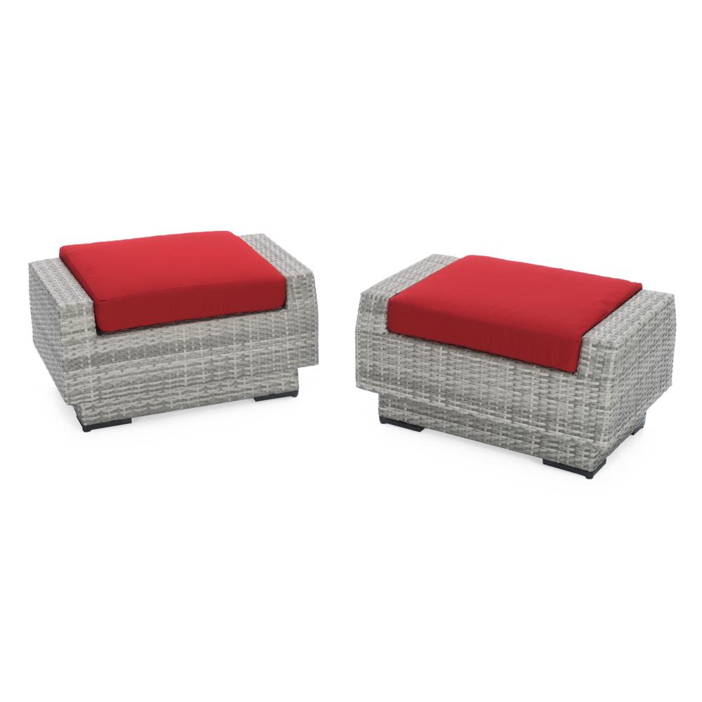 CannesÃ¢Â„Â¢ Set of 2 SunbrellaÃ‚Â® Outdoor Club Ottomans - Sunset Red