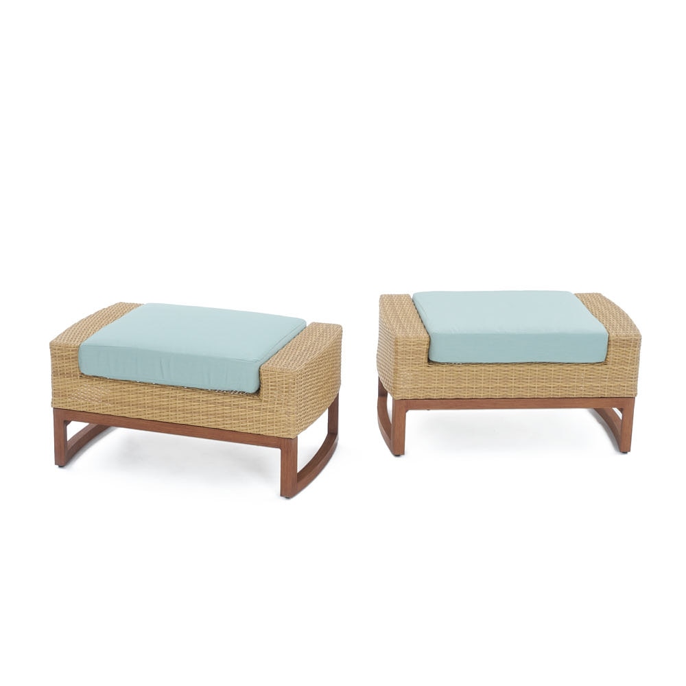 MiliÃ¢Â„Â¢ Set of 2 SunbrellaÃ‚Â® Outdoor Club Ottomans - Spa Blue