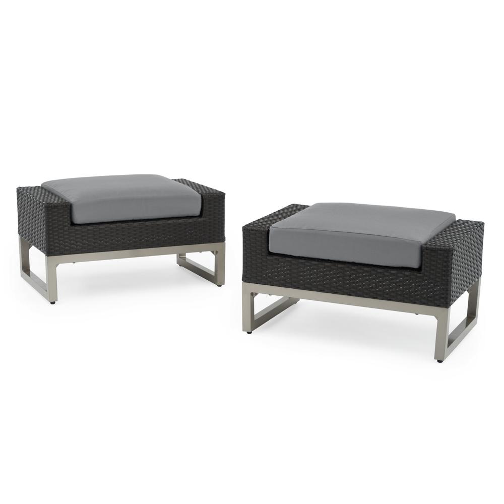 MiloÃ¢Â„Â¢ Espresso Set of 2 SunbrellaÃ‚Â® Outdoor Ottomans - Charcoal Gray