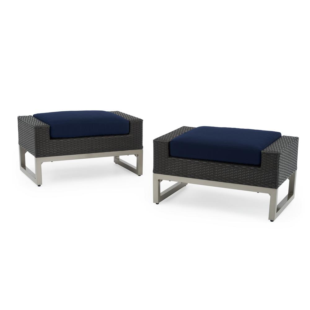 MiloÃ¢Â„Â¢ Espresso Set of 2 SunbrellaÃ‚Â® Outdoor Ottomans - Navy Blue