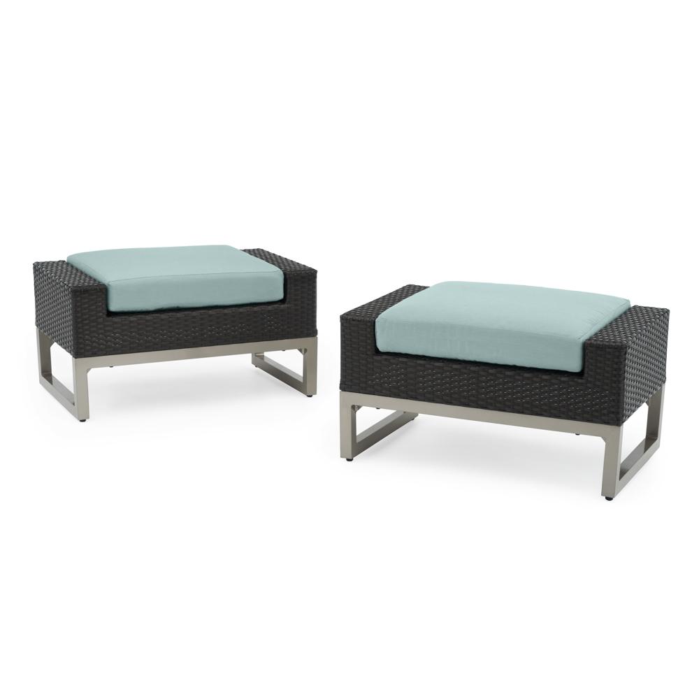 MiloÃ¢Â„Â¢ Espresso Ottomans - Spa Blue