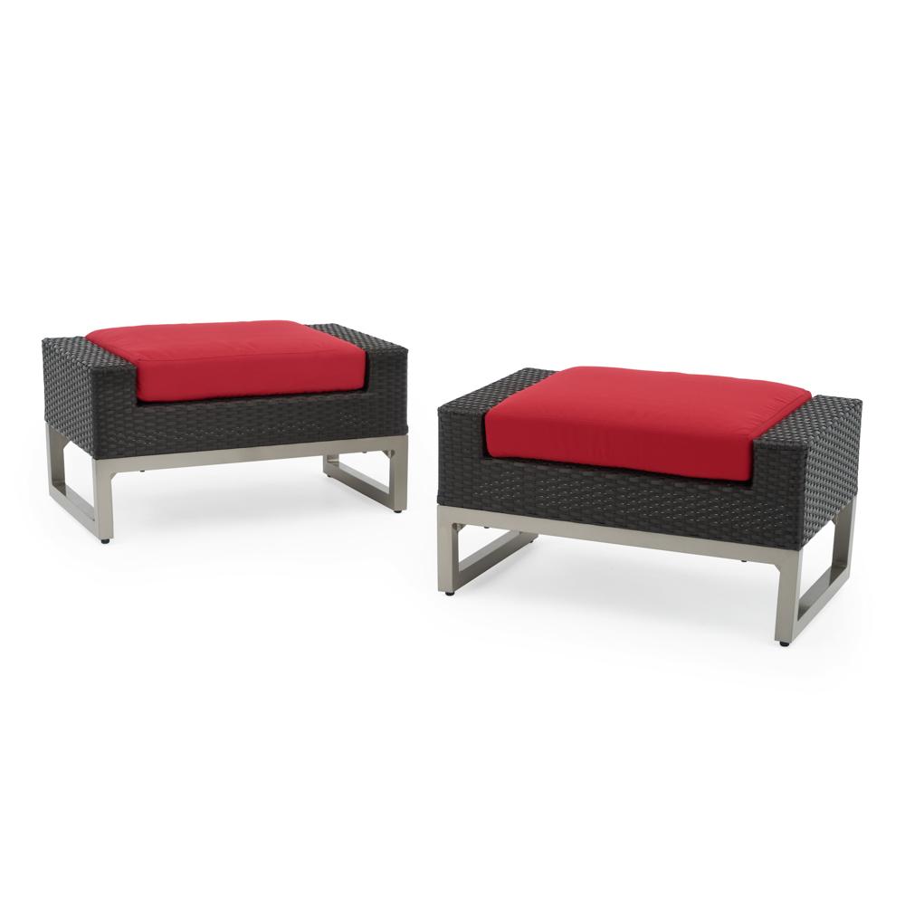 MiloÃ¢Â„Â¢ Espresso Set of 2 SunbrellaÃ‚Â® Outdoor Ottomans - Sunset Red