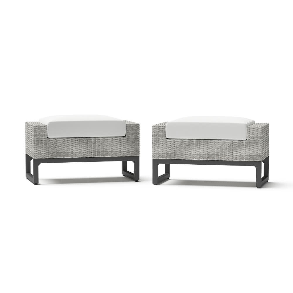 MiloÃ¢Â„Â¢ Gray Set of 2 SunbrellaÃ‚Â® Outdoor Ottomans - Bliss Linen