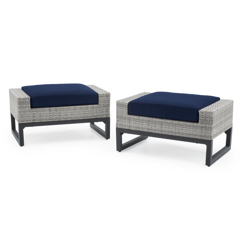 MiloÃ¢Â„Â¢ Gray Set of 2 SunbrellaÃ‚Â® Outdoor Ottomans - Navy Blue