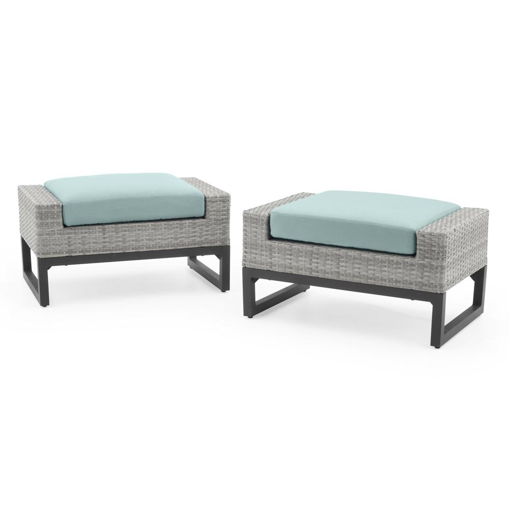 MiloÃ¢Â„Â¢ Gray Set of 2 SunbrellaÃ‚Â® Outdoor Ottomans - Spa Blue