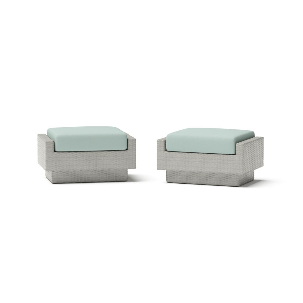 PortofinoÃ‚Â® Comfort Set of 2 SunbrellaÃ‚Â® Outdoor Club Ottomans - Spa Blue