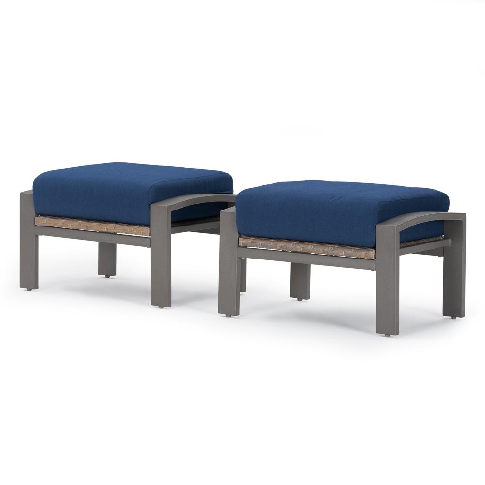 PortofinoÃ‚Â® Repose Set of 2 SunbrellaÃ‚Â® Outdoor Club Ottomans - Laguna Blue