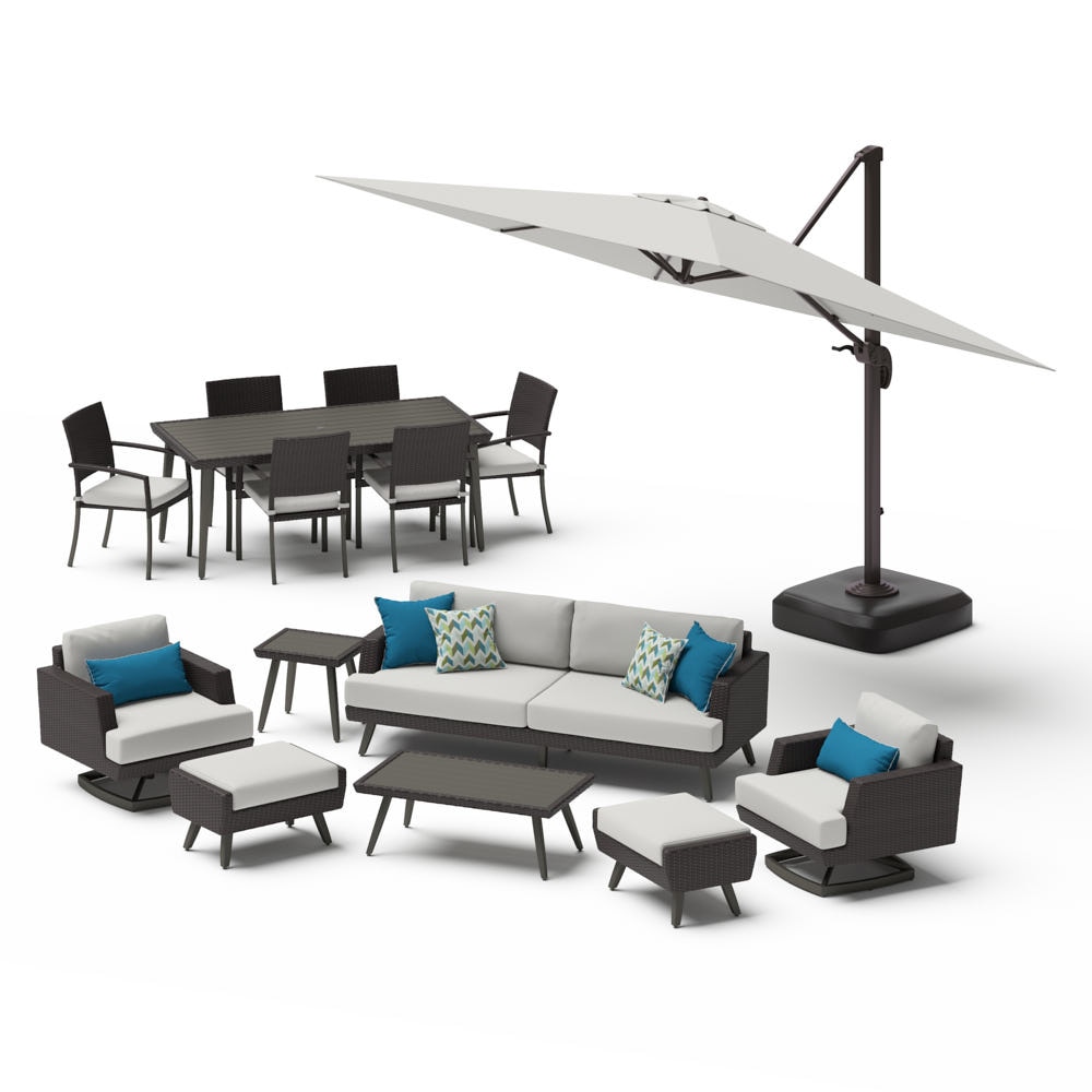 PortofinoÃ‚Â® Casual 15 Piece SunbrellaÃ‚Â® Outdoor Patio Motion Seating & Dining Set With Umbrella - Dove Gray