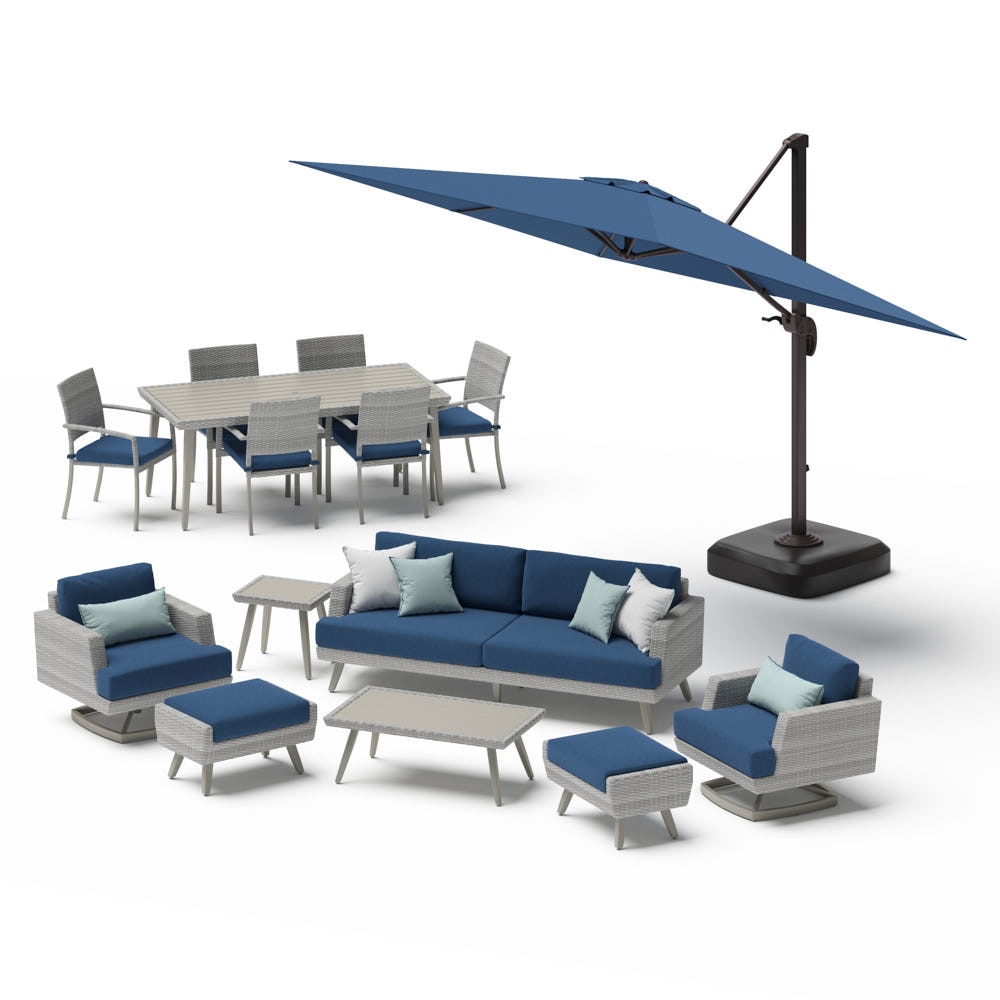 PortofinoÃ‚Â® Casual 15 Piece SunbrellaÃ‚Â® Outdoor Patio Motion Seating & Dining Set With Umbrella - Laguna Blue