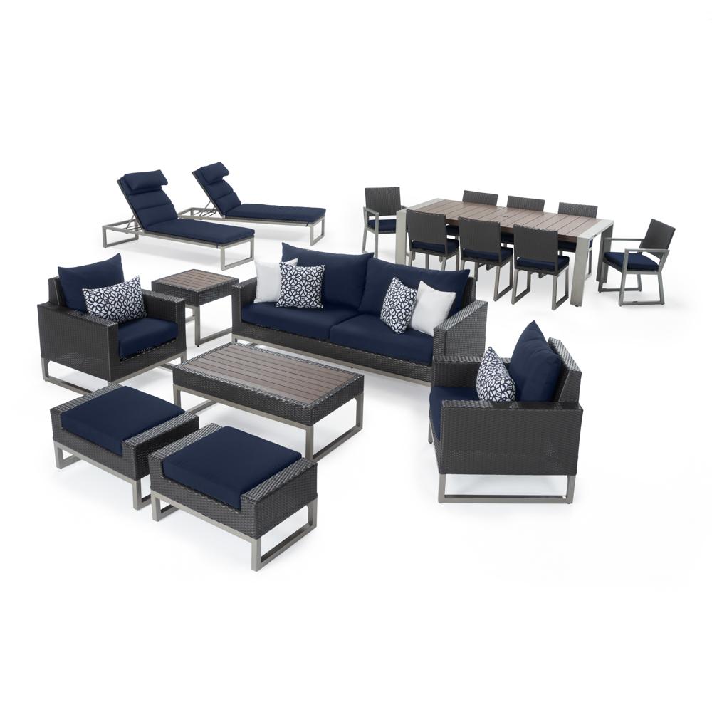 MiloÃ¢Â„Â¢ Espresso 18 Piece SunbrellaÃ‚Â® Outdoor Estate Set - Navy Blue