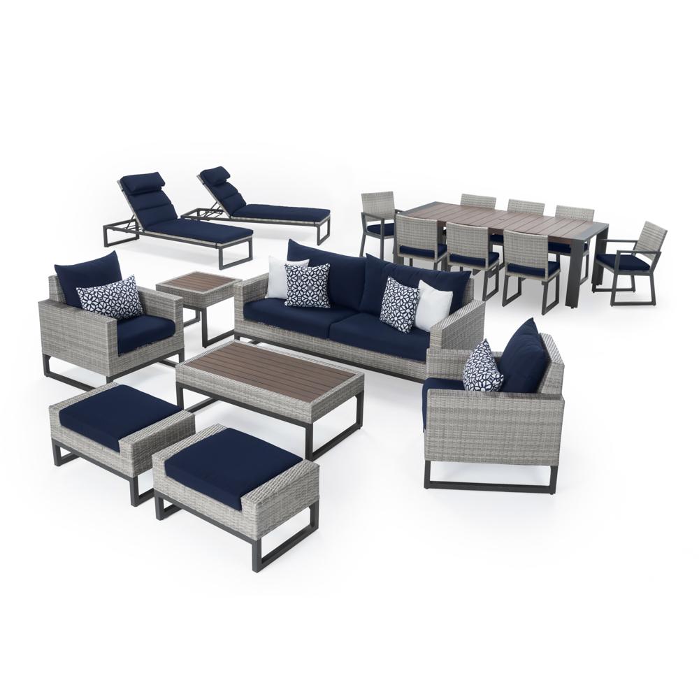 Milo™ Gray 18 Piece Sunbrella® Outdoor Estate Set - Navy Blue