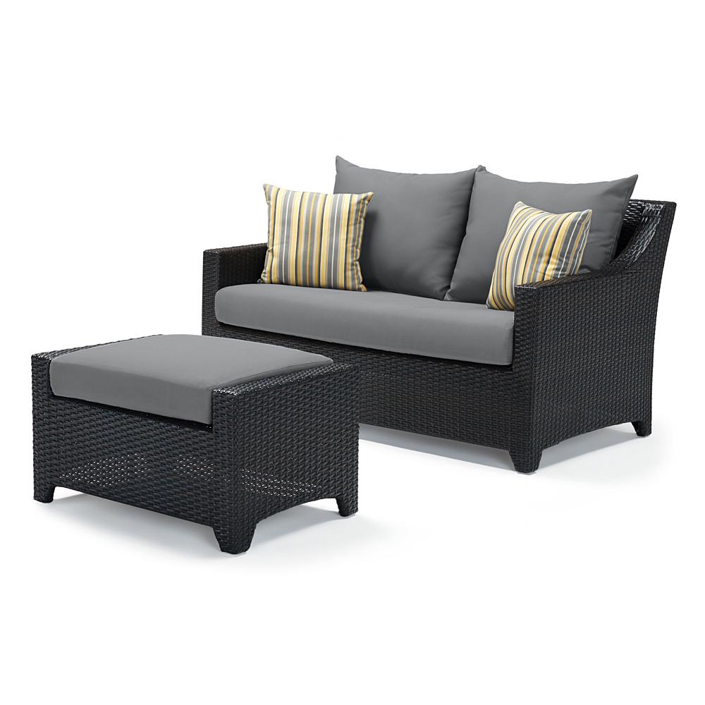 DecoÃ¢Â„Â¢ SunbrellaÃ‚Â® Outdoor Loveseat & Ottoman - Charcoal Gray