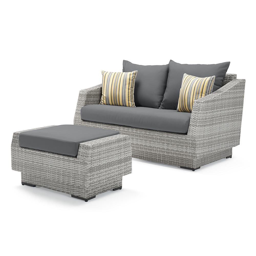 CannesÃ¢Â„Â¢ SunbrellaÃ‚Â® Outdoor Loveseat & Ottoman - Charcoal Gray