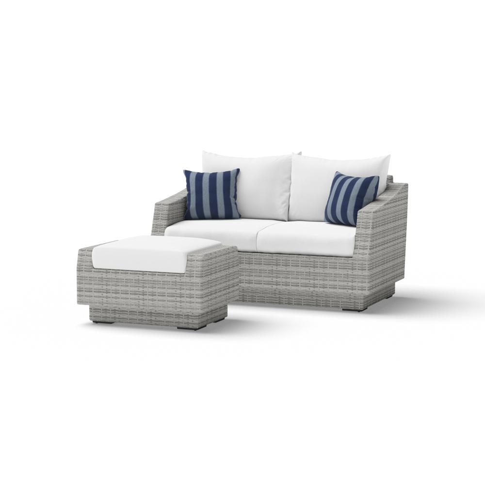 CannesÃ¢Â„Â¢ SunbrellaÃ‚Â® Outdoor Loveseat & Ottoman - Centered Ink