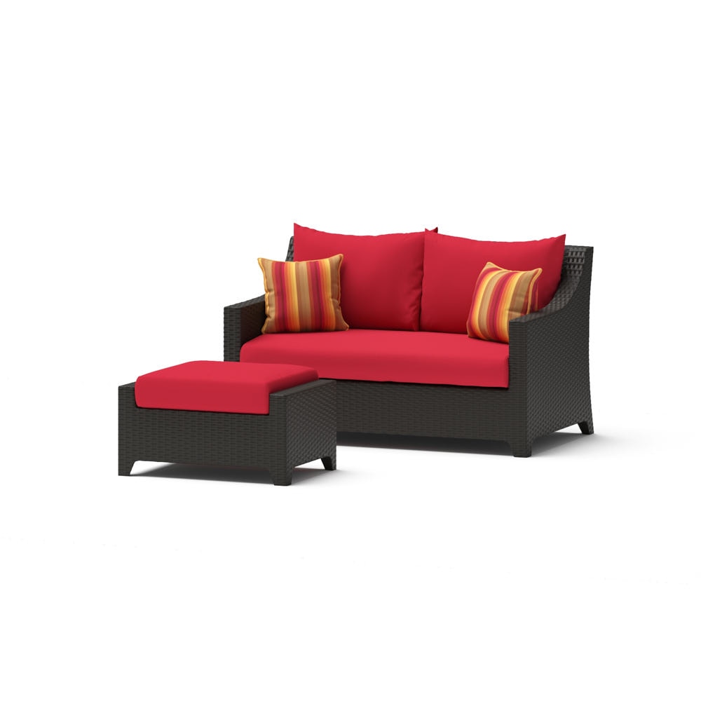 DecoÃ¢Â„Â¢ SunbrellaÃ‚Â® Outdoor Loveseat & Ottoman - Sunset Red