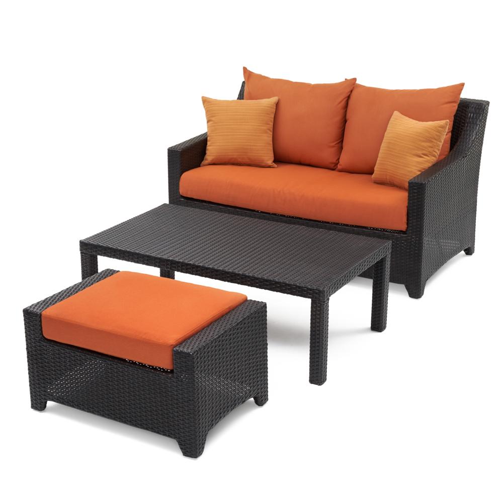 Deco™ Loveseat and Ottoman with Coffee Table - Tikka Orange