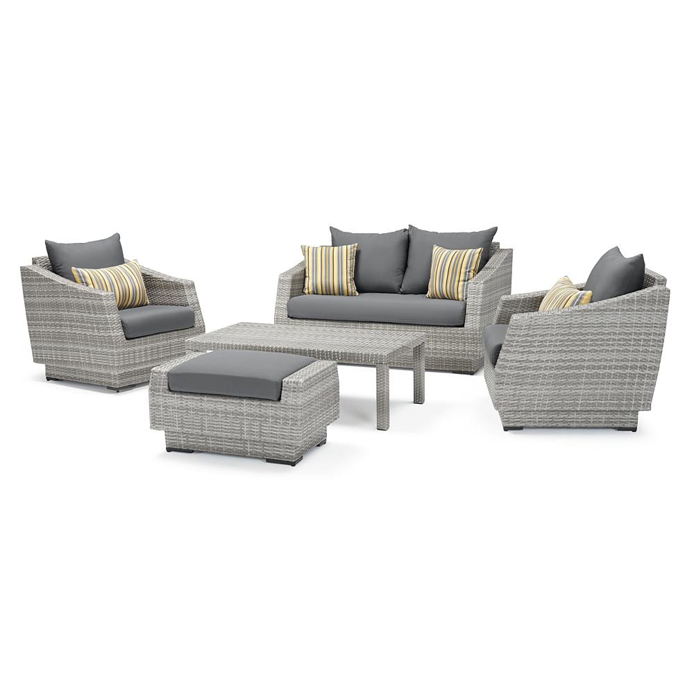 CannesÃ¢Â„Â¢ 5 Piece SunbrellaÃ‚Â® Outdoor Love & Club Seating Set - Charcoal Gray