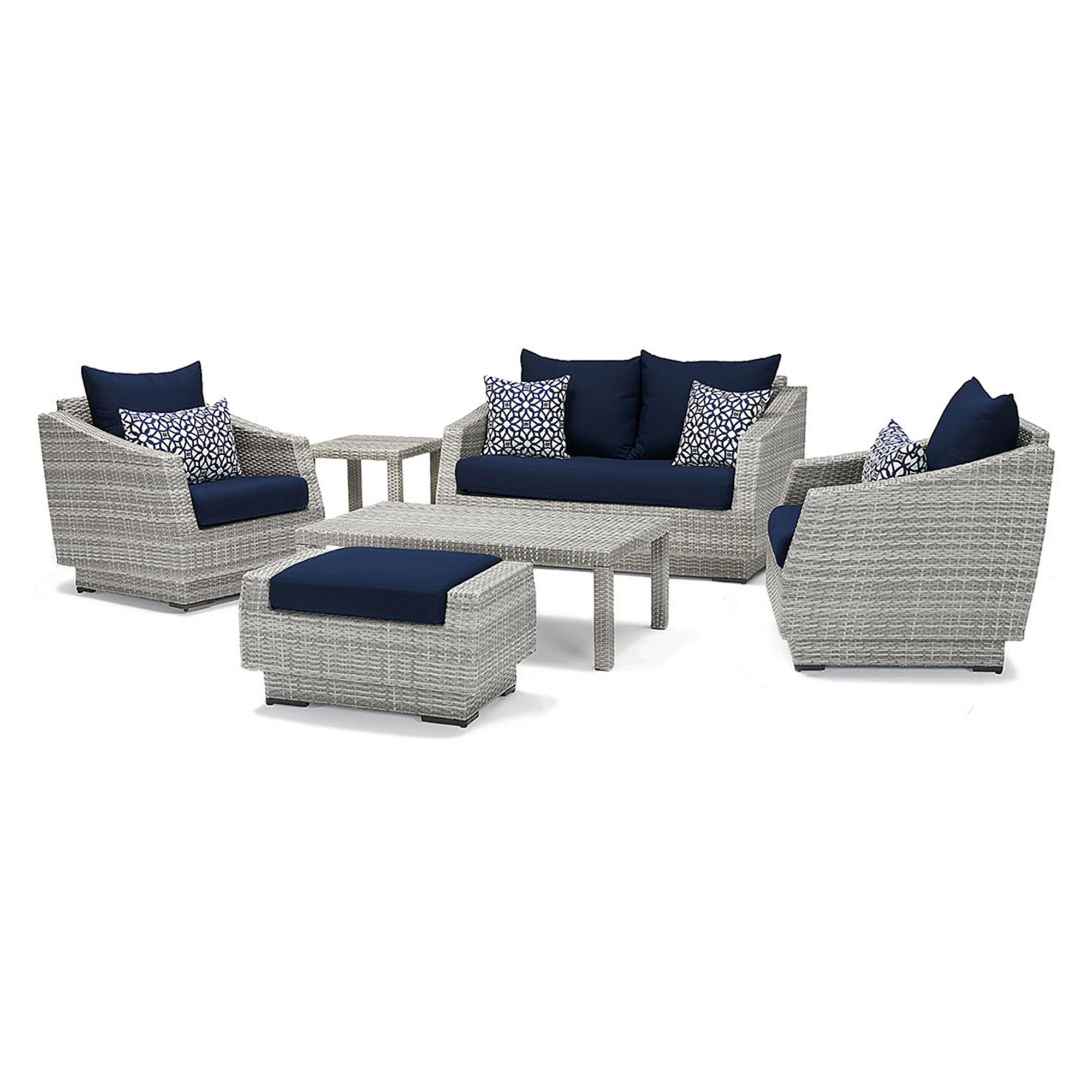 CannesÃ¢Â„Â¢ 6 Piece SunbrellaÃ‚Â® Outdoor Love & Club Seating Set - Navy Blue