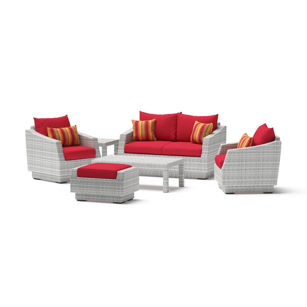 CannesÃ¢Â„Â¢ 6 Piece SunbrellaÃ‚Â® Outdoor Love & Club Seating Set - Sunset Red