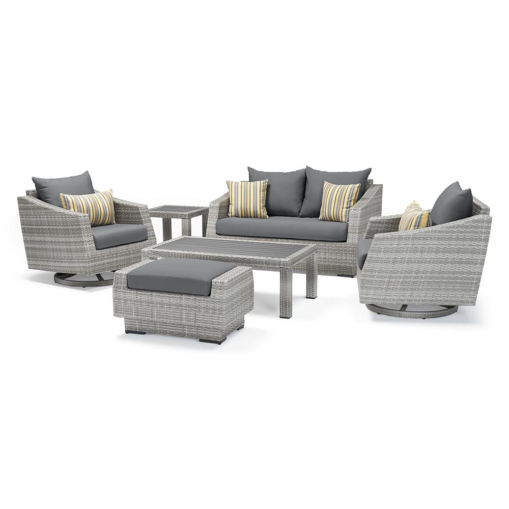 Cannes™ 6 Piece Sunbrella® Outdoor Love & Motion Club Set - Charcoal Gray