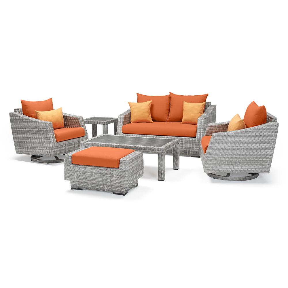 Cannes™ Deluxe 6 Piece Love & Motion Club Seating Set - Tikka Orange