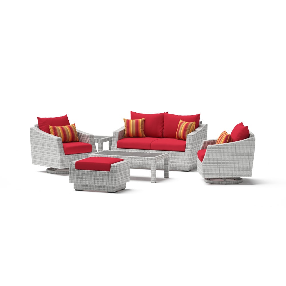 Cannes™ 6 Piece Sunbrella® Outdoor Love & Motion Club Set - Sunset Red