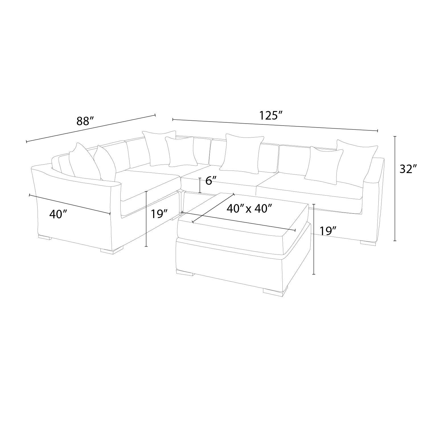 Resort 5pc Sectional & Ottoman Set - Espresso/Frank Stone | RST Brands