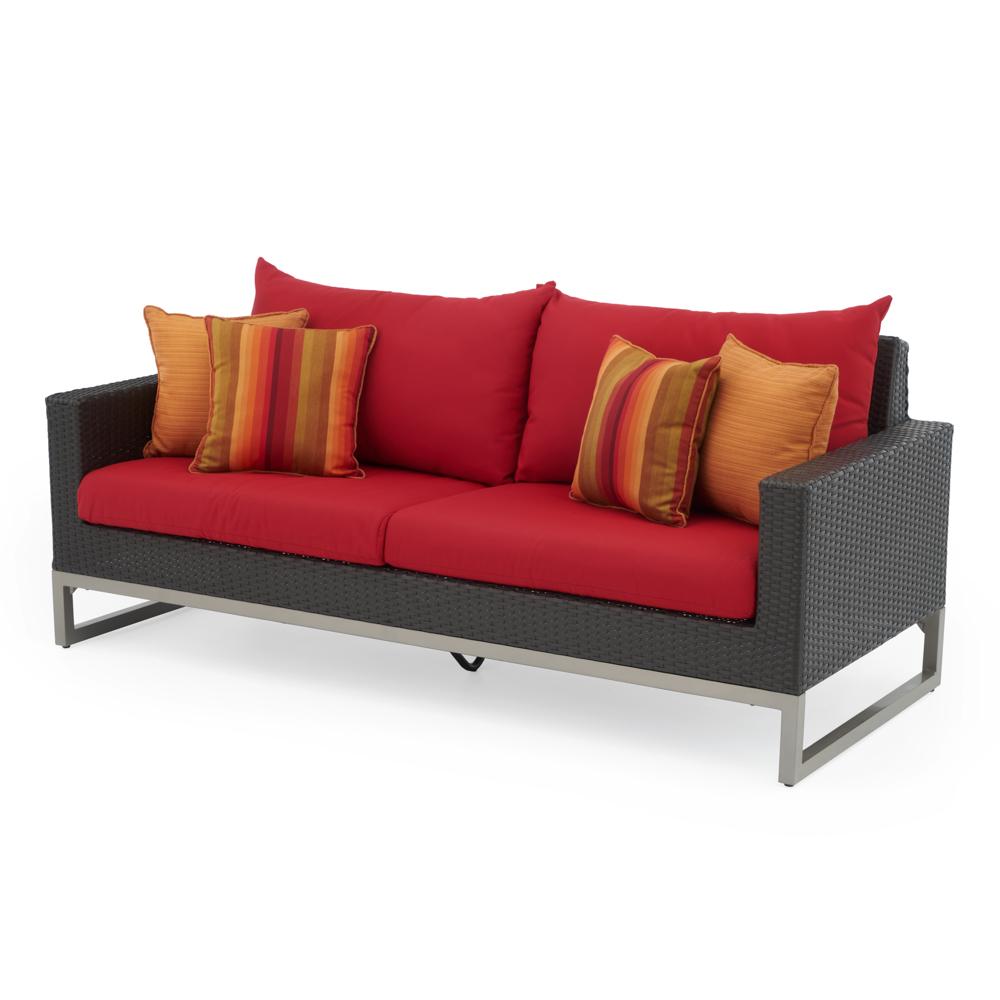 MiloÃ¢Â„Â¢ Espresso 78in SunbrellaÃ‚Â® Outdoor Sofa - Sunset Red